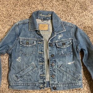 American Eagle Outfitters Distressed Blue Jean Jacket